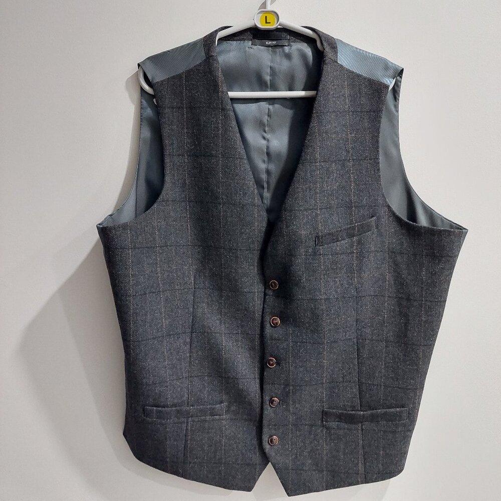 Cedar Wood State Ireland Men's Size XXL/117cm Waistcoat Grey Brown Checks